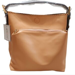 JEN & CO. Hobo-Bag-in-A-Bag! Vegan Leather in the Rarest Autumn Color APRICOT